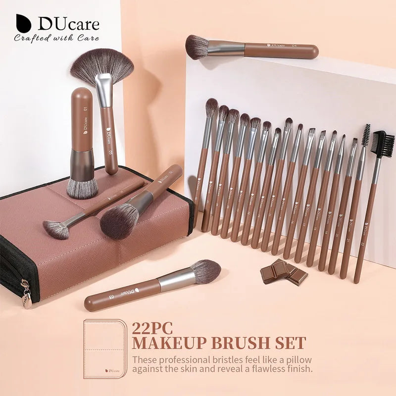 Conjunto de pincéis de maquiagem profissional 22 peças Chocolate
