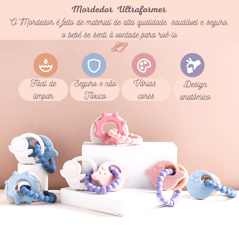 Mordedor Ultraformer de silicone e madeira