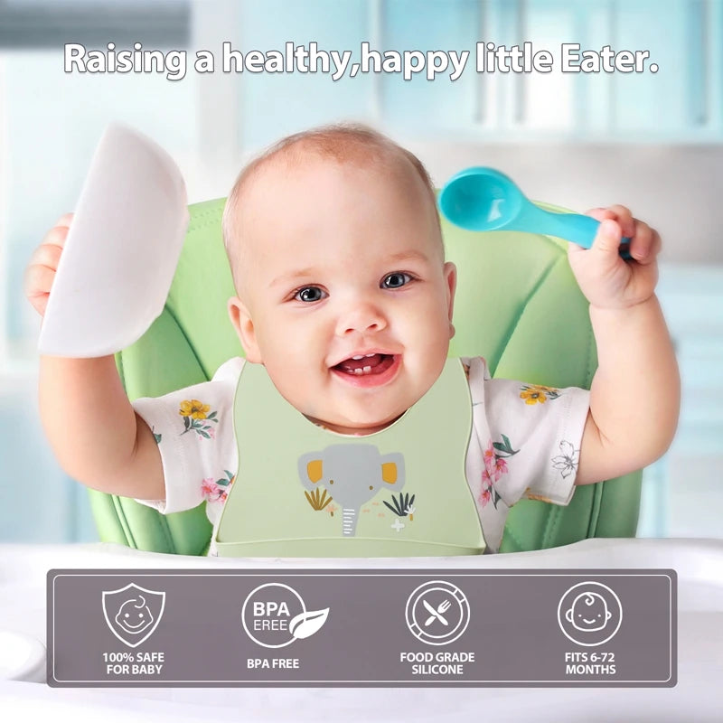 Babete de Silicone à Prova d'Água com Bolso Coletor