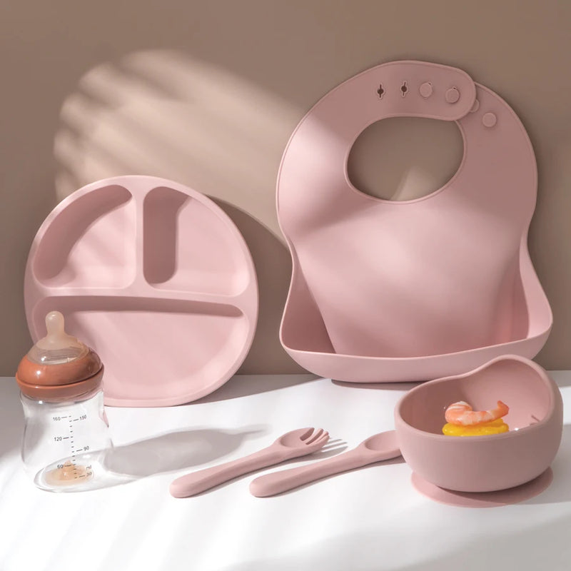 Conjunto de alimentação de silicone para bebês, 4 peças