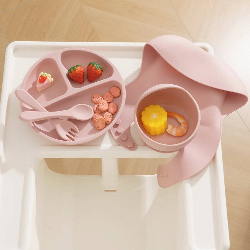 Conjunto de alimentação de silicone para bebês, 4 peças