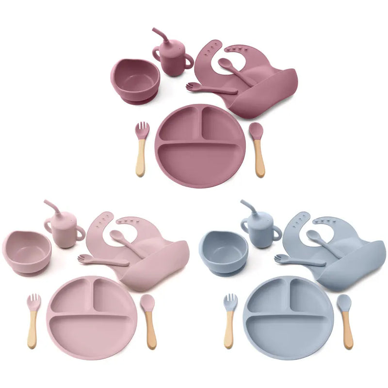 Conjunto de Alimentação Infantil em Silicone - 8 Peças