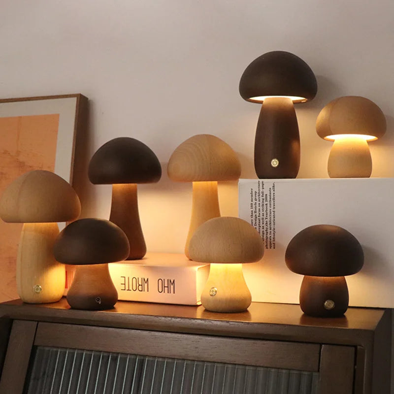 Luminárias Cogumelos em Madeira
