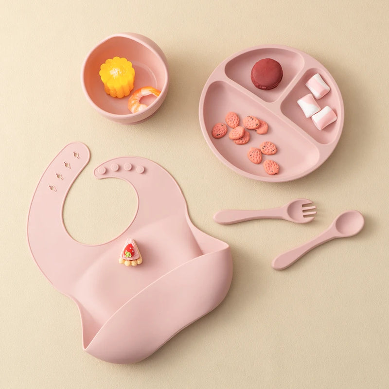 Conjunto de alimentação de silicone para bebês, 4 peças